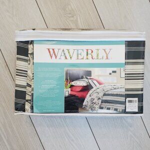 NWT Waverly Down The Lane Double/Queen Reversible Duvet Cover Set Black Paisley